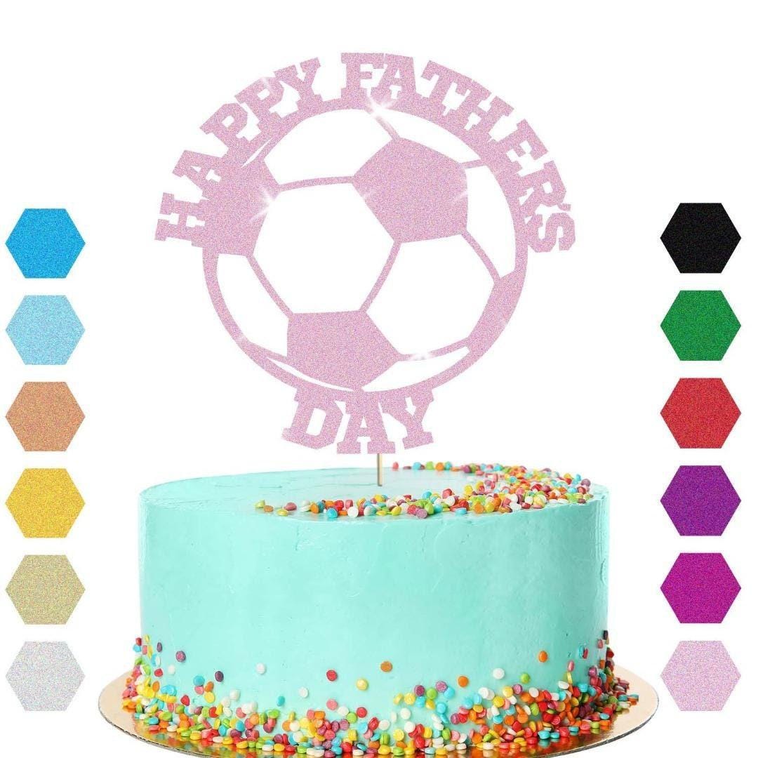Happy Fathers Day Football Cake Topper Dad Daddy Party Glitter Cake Decoration