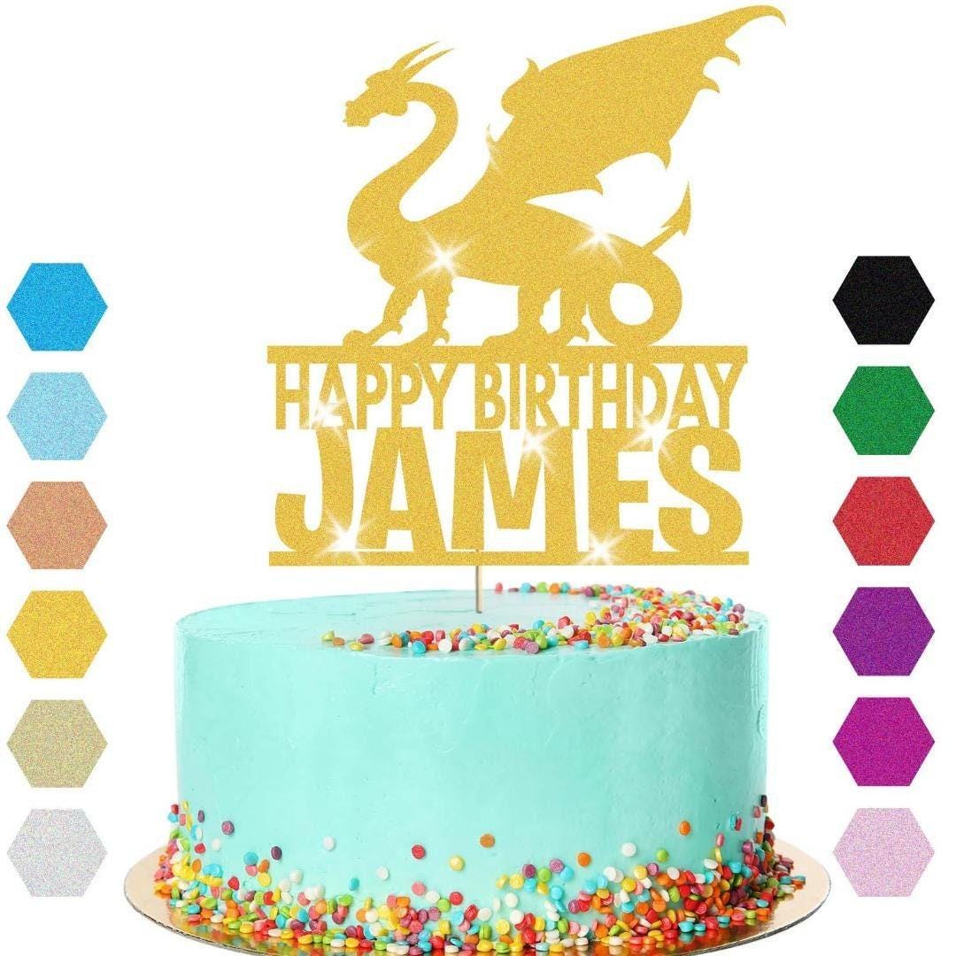 Dragon Fantasy Cake Topper Personalised  Boys Birthday Decoration Any Name