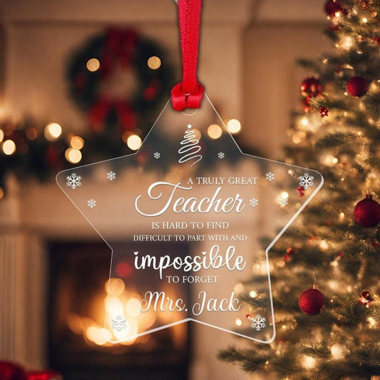 Personalised Christmas Bauble Custom Teacher Thankyou Ornament Xmas Star Tree Hanging Decor Gift