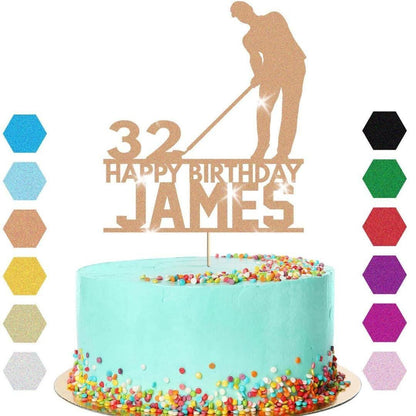 Personalised  Golfer Cake Topper Golf Golfing Birthday Cake Decoration Any Name & Age