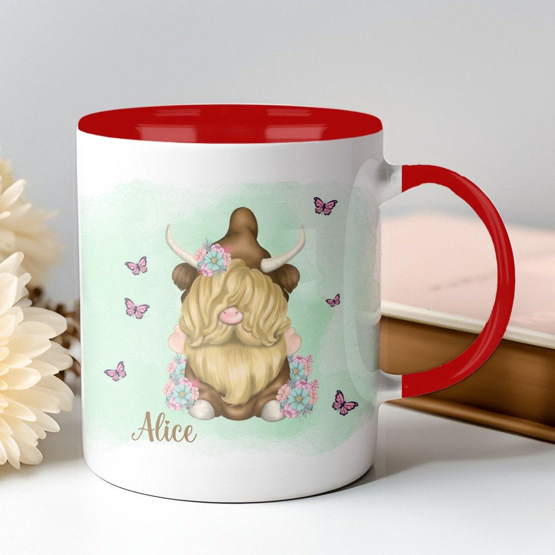 Personalised Highland Cow Gonk Custom Name Mug & Coaster Set  Secret Santa Cute Cow Gonk Mug Christmas Gift