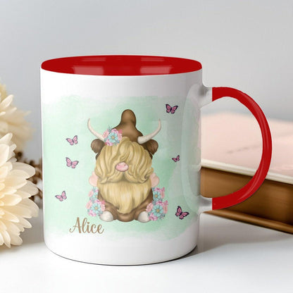 Personalised Highland Cow Gonk Custom Name Mug & Coaster Set  Secret Santa Cute Cow Gonk Mug Christmas Gift