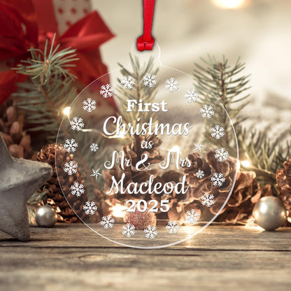 Personalised First Christmas Mr And Mrs Bauble 1st Xmas Married Wedding Gift