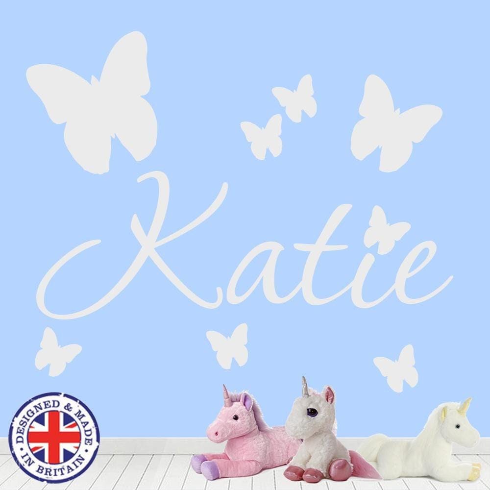 Personalised Name Butterfly Wall Art Custom Girls Bedroom Vinyl Kids Sticker