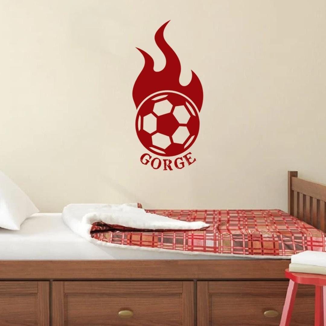 Personalised Football Name Wall Sticker Decal Custom Vinyl Kids Bedroom Adhesive