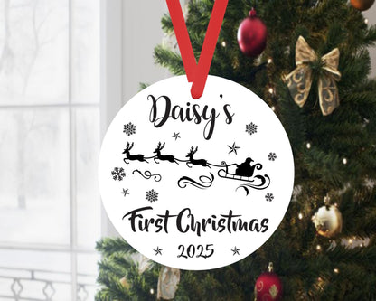 Personalised Babys First Christmas Bauble Santa 1st Xmas Ornament Keepsake Gift