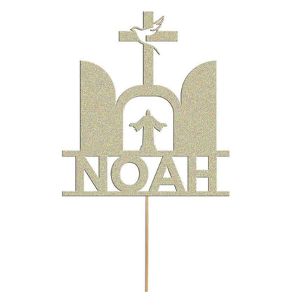 Personalised Glitter Confirmation Cake Topper: Dove & Cross Decoration