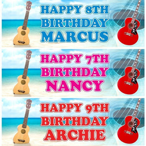2 Personalised Guitar Birthday Party Celebration Banners Decoration Posters