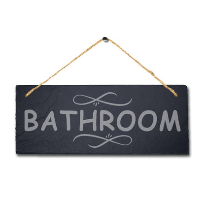 Bathroom Laser Engraved Hanging Slate Washroom Toilet Home Decor Plaque Sign