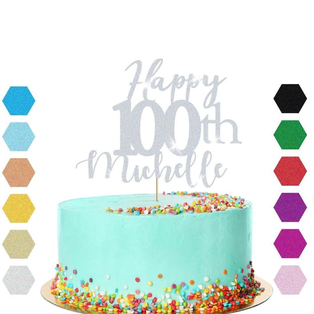Personalised Name 100th Birthday Glitter Cake Topper Party Cake Decoration Gift