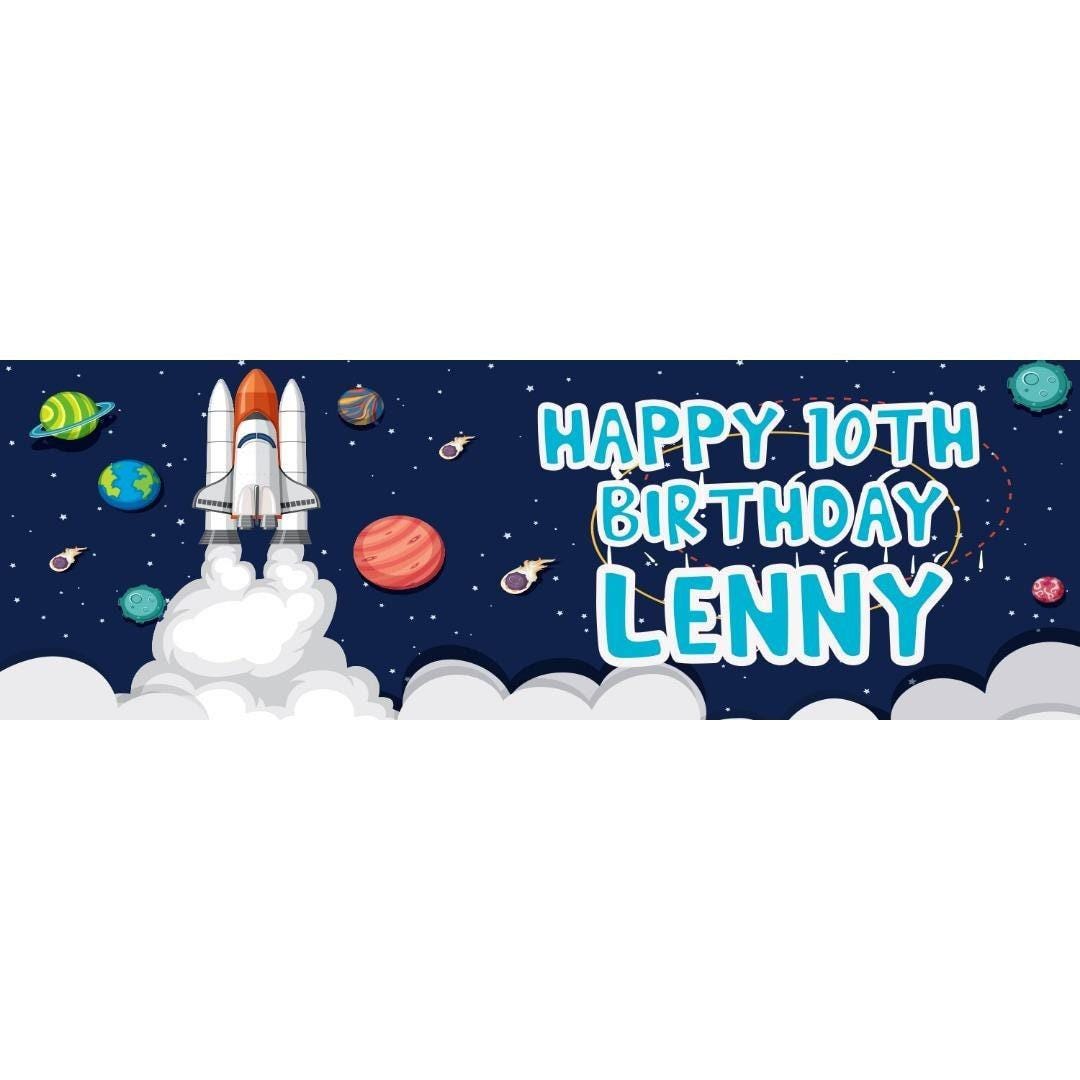 Personalised Space Birthday Banner: Galactic Party Decoration, Set of 2