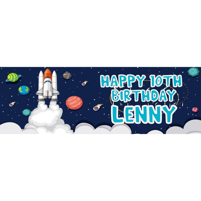 Personalised Space Birthday Banner: Galactic Party Decoration, Set of 2