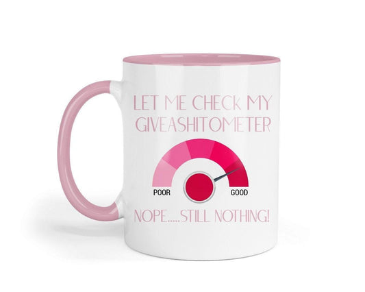 Funny Giveashitometer Mug & Coaster Set - Novelty Office Gift