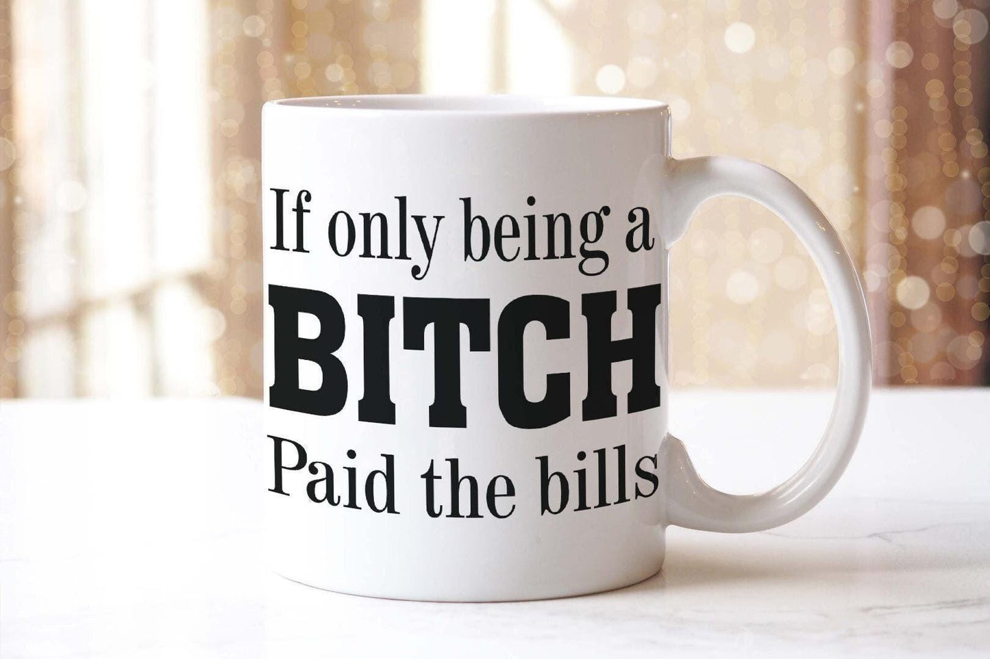 Being A Bitch Funny Slogan Mug & Coaster Set Gift Birthday Office Present For Her Coffee Tea Cup