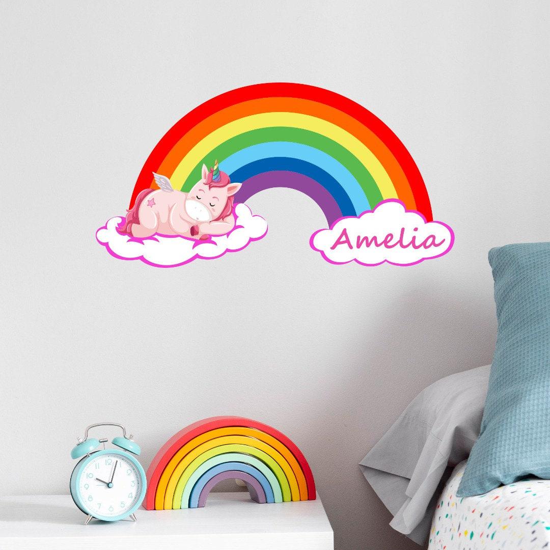 Personalised Unicorn Rainbow Wall Decal - Kids Bedroom Nursery Decor