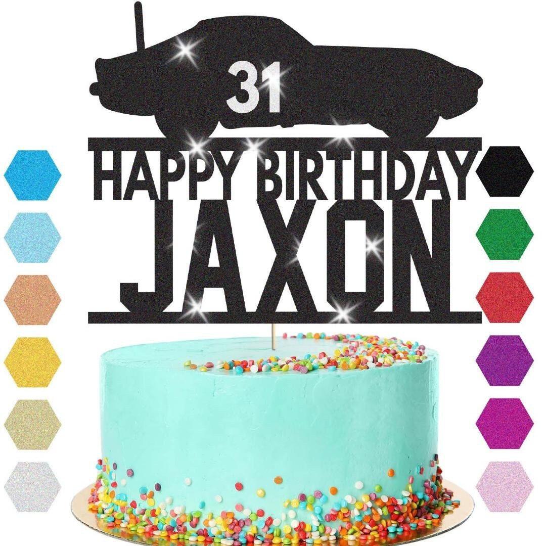 Personalised Glitter Racing Car Cake Topper: Birthday Decoration