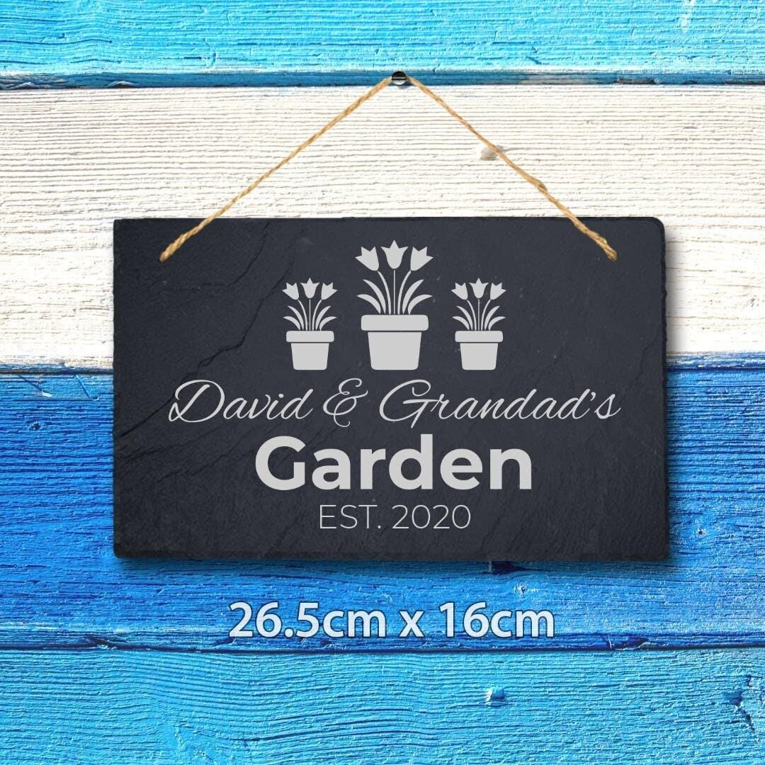 Personalised Slate Plaque Home Garden Sign Laser Engraved Fence Stone Art Gift