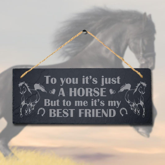To You It Is Just Horse Best Friend Engraved Hanging Slate Shed Pet Plaque Sign