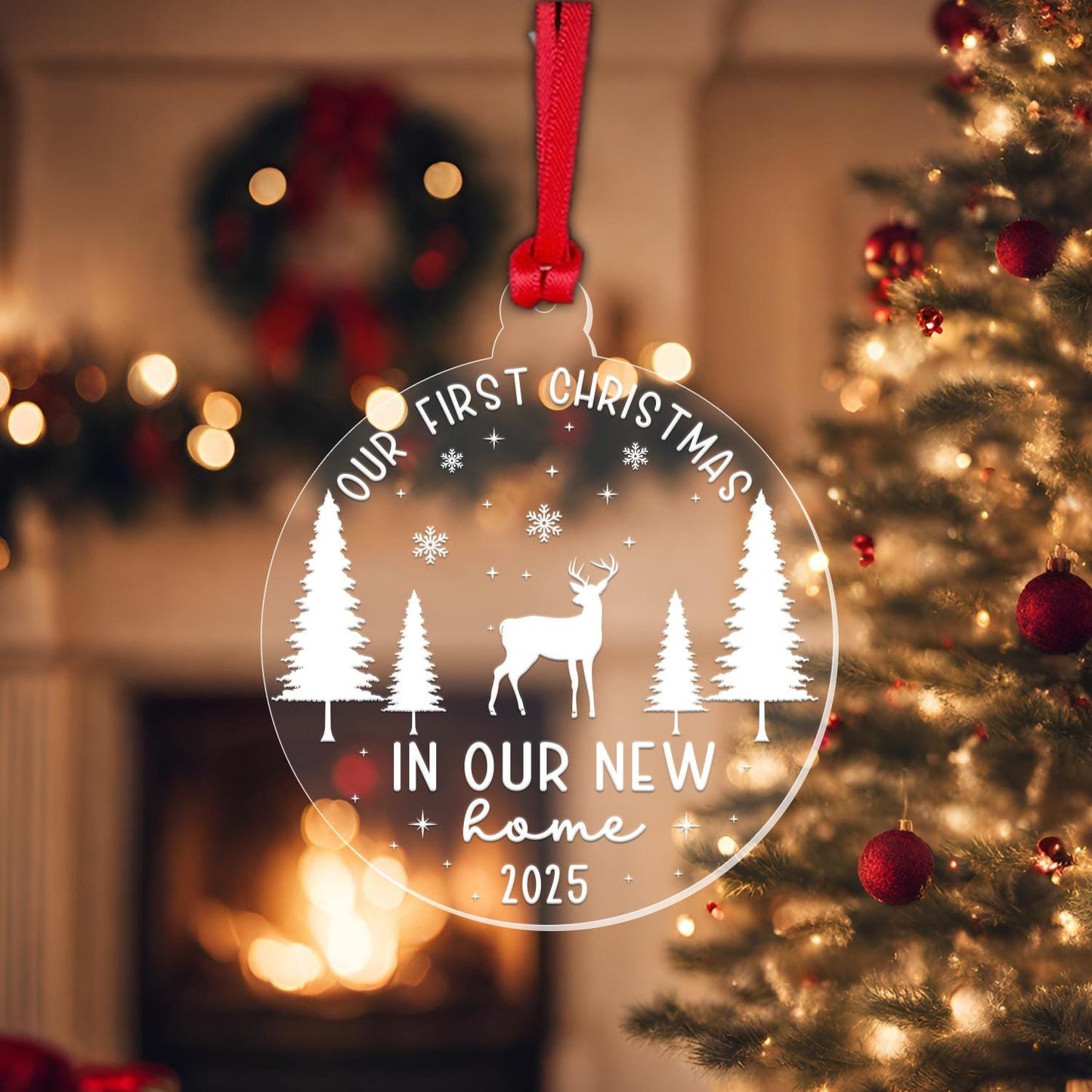 Personalised First Christmas New Home Bauble: Couple Keepsake Ornament
