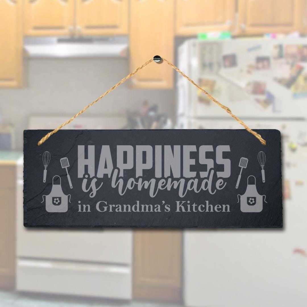 Personalised Grandma Kitchen Hanging Slate Sign Engraved Plaque Food Lovers Gift