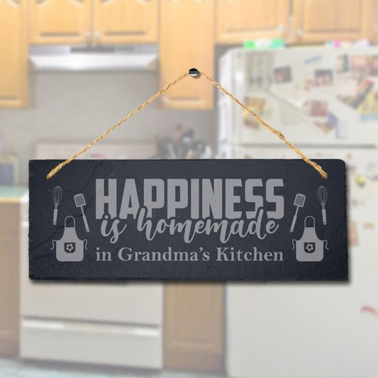 Personalised Grandma Kitchen Hanging Slate Sign Engraved Plaque Food Lovers Gift
