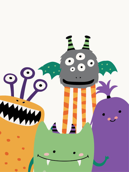 Monster Family Nursery Art Print, Playful Kids Room Decor