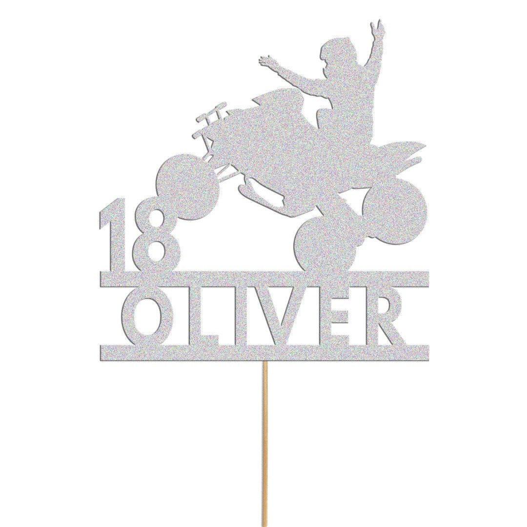 Personalised Quad Bike Glitter Cake Topper: ATV Birthday Decoration