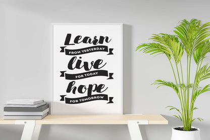 Learn Live Hope Inspirational Positive Thoughts Quote Hope Poster Print Wall