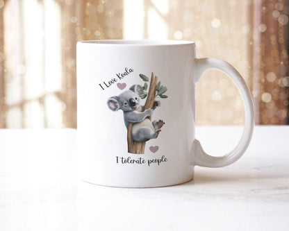 I Love Koala, I Tolerate People Mug & Coaster Set