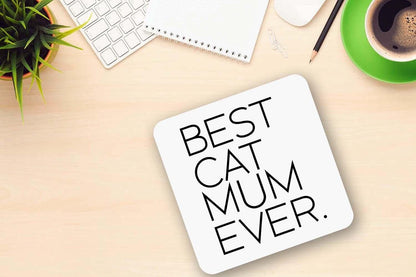 Mug & Coaster Gift Set Best Cat Mum Ever Mothers Day Birthday Tea Gift Keepsake