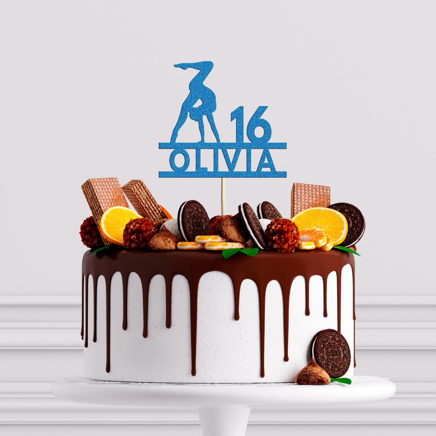 Gymnast Cake Topper Personalizsed Girl's Gymnastics Decoration Customise with Any Name and Age