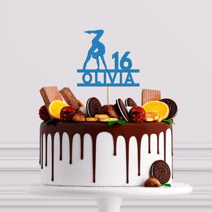 Gymnast Cake Topper Personalizsed Girl's Gymnastics Decoration Customise with Any Name and Age