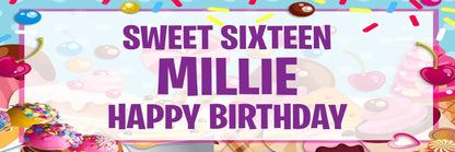 2 Personalised Sweet Sixteen Birthday Party Celebration Banner Decoration Poster
