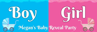 2x Personalised Baby Gender Reveal Banner: Boy or Girl Party Decoration