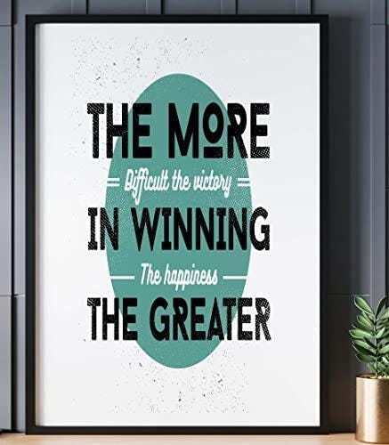 The More Difficult The Victory Inspirational Positive Quote Poster Print Wall
