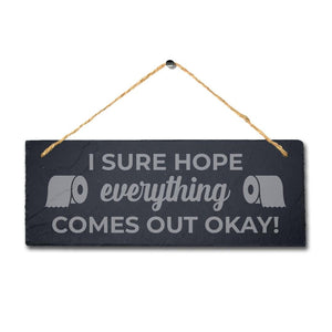 Toilet Wc Hanging Slate Sign Engraved Plaque Funny Restroom Washroom Home Gift