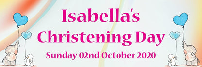 2 Personalised Elephant Christening Party Celebration Banners Decoration Posters