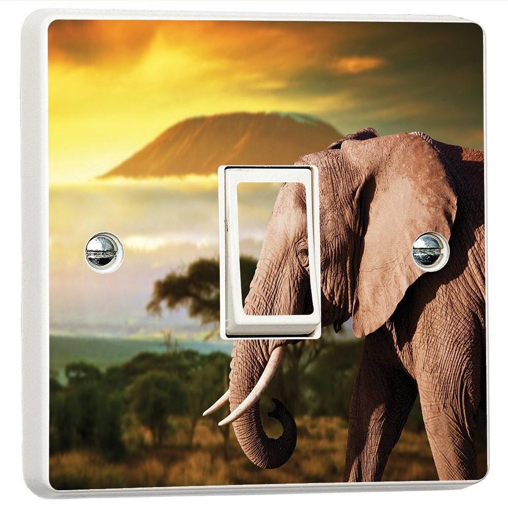 Elephant Sunset Island 3d Light Switch Sticker Cover Vinyl Skin Wall Decal Decor