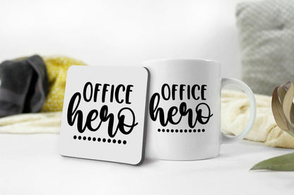 Office Hero Coffee Novelty Mug & Coaster Coworker Funny Office Tea Cup Gift