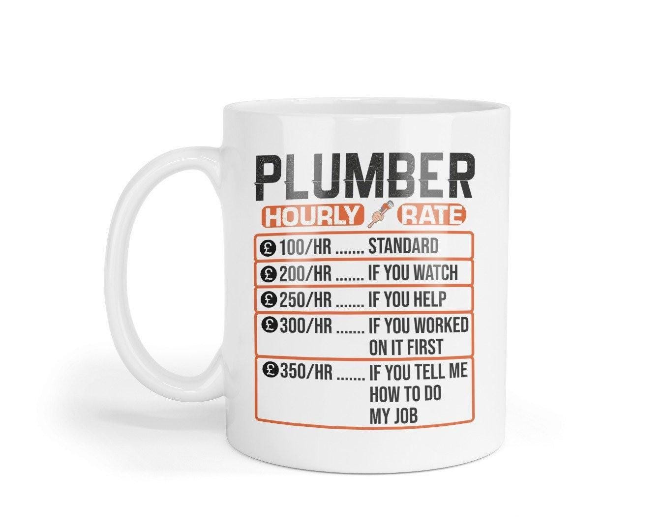 Plumber Hourly Rate - Novelty Coffee Mug & Coaster, Plumber Joke Tea Cup Gift