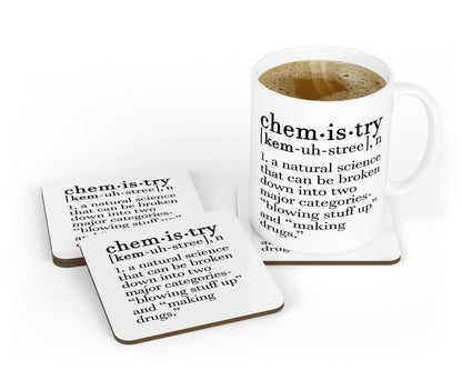 Chemistry Definition Mug & Coaster Set Funny Birthday Christmas Coffee Tea Gift