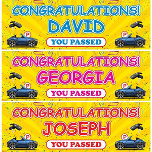 2 Personalised Driving Test Congratulation Banners Party Decoration Posters