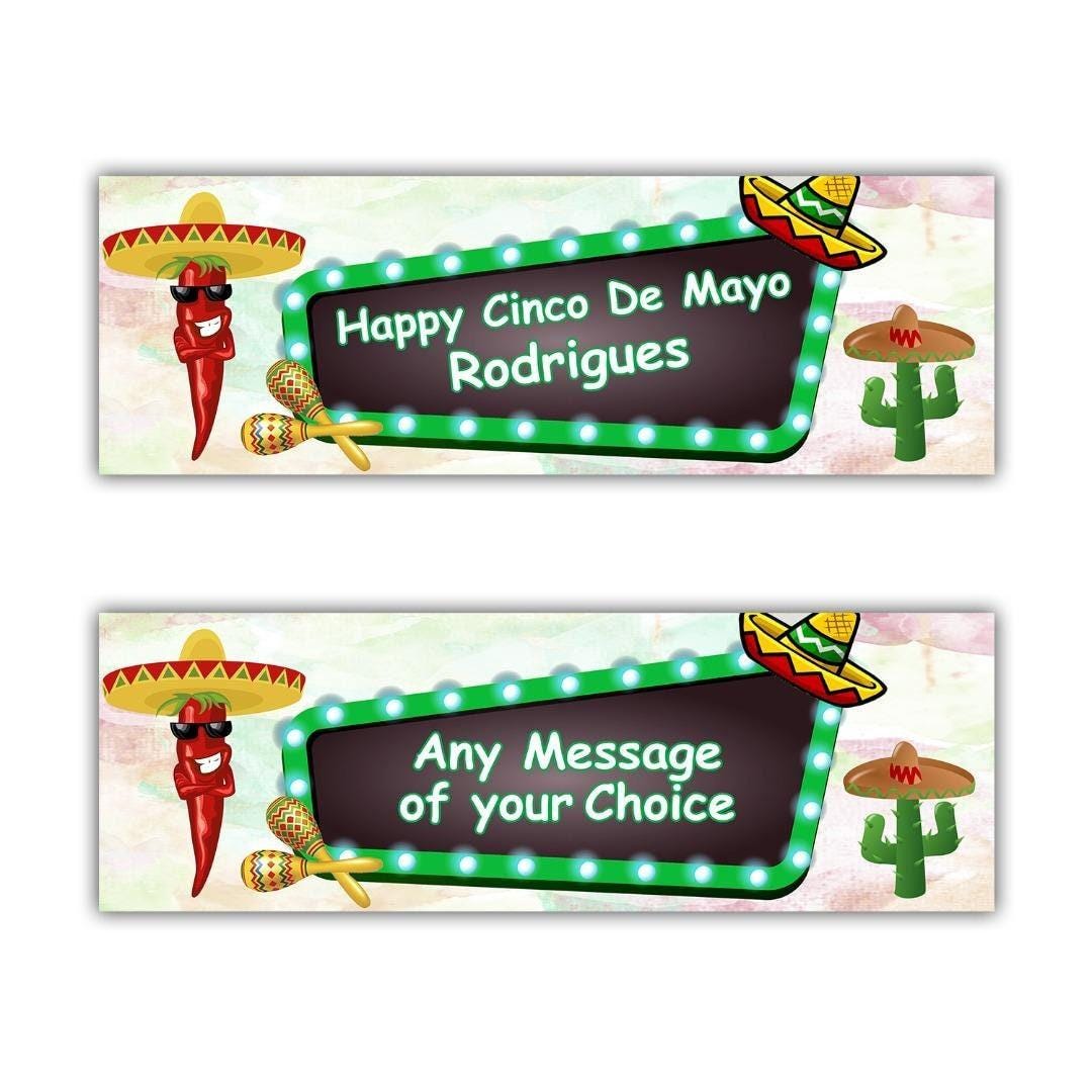 Personalised Cinco De Mayo Banners: Custom Message Party Decorations (Set of 2)