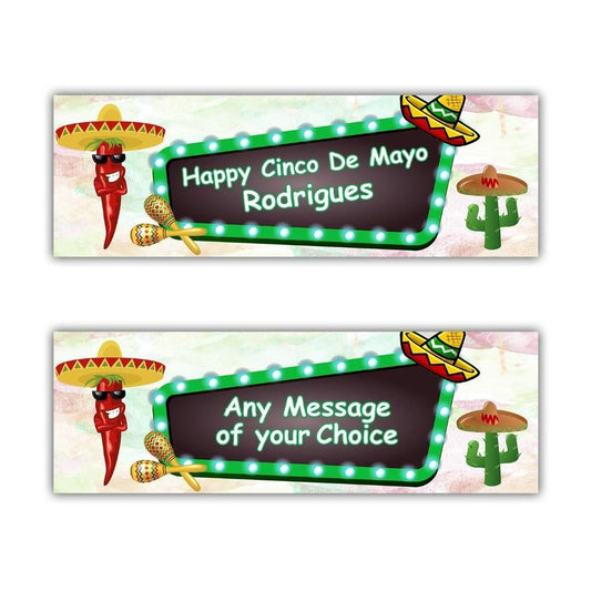 Personalised Cinco De Mayo Banners: Custom Message Party Decorations (Set of 2)