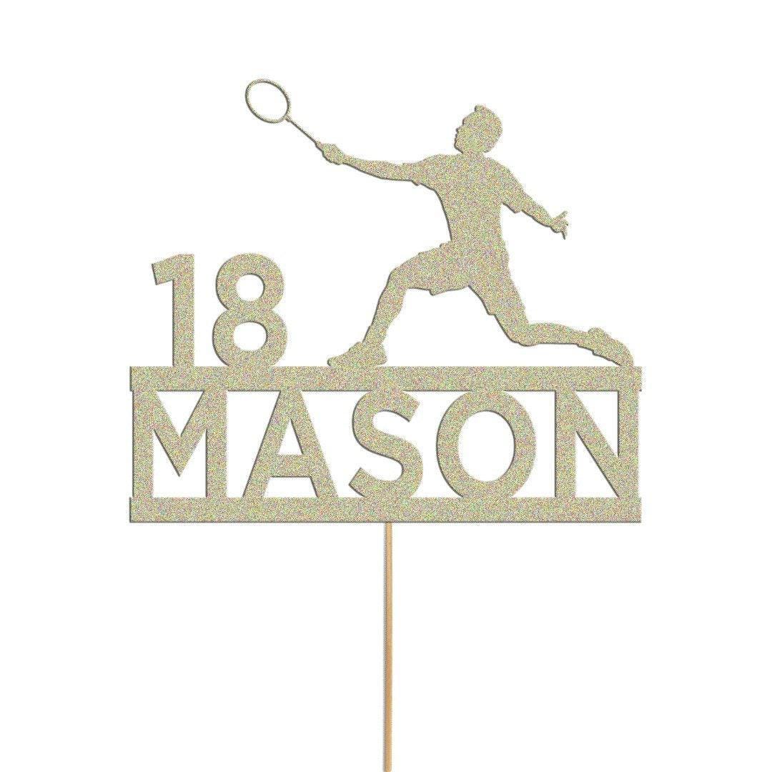 Personalised Badmintion Cake Topper Badminton Cake Decoration Any Name & Age