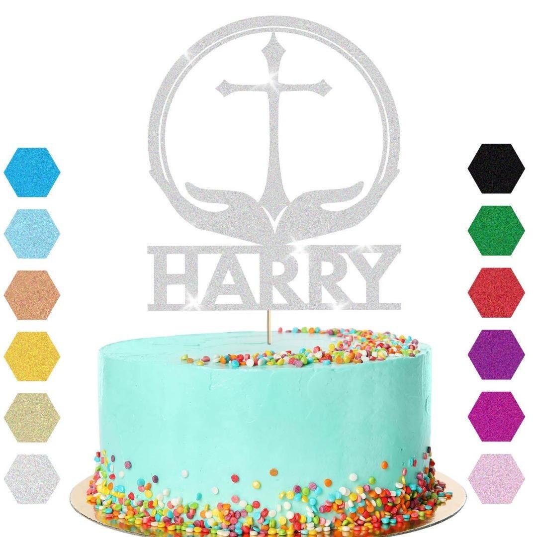 Personalised Cross Confirmation Cake Topper Congratulation Birthday Cake Any Name