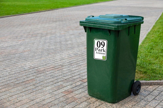 Personalised Wheelie Bin Sticker: Custom Address Street Road Name Number Waterproof Vinyl Decal
