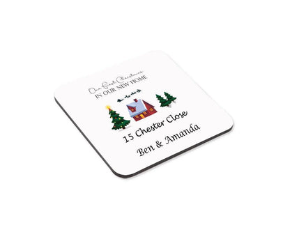 Personalised First Christmas New Home Mug & Coaster Set Couple Gift For Christmas