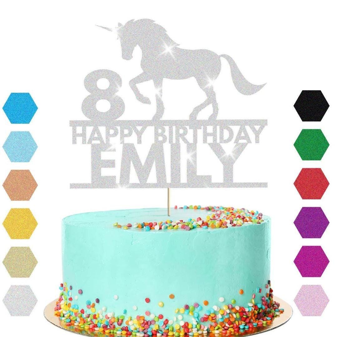 Personalised Unicorn Cake Topper Party Birthday Cake Decoration Any Name & Age