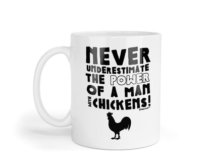 Man With Chickens Mug: Funny Novelty Coffee Tea Cup - UK Made